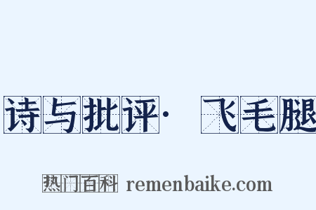 诗与批评·飞毛腿是什么意思的图片